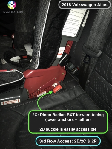 2018 Volkswagen Atlas 2C Radian FF w LATCH allows easy access to 2D buckle